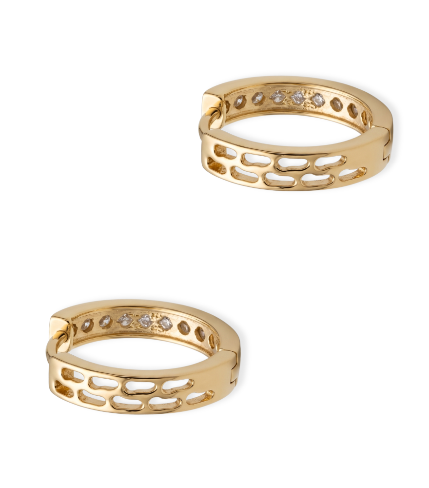 Rear View of Auriel Hoops Earrings in 18K Gold Jewelry for Pierced Ears 18k Yellow with Hallmark Stamp One Size 1.9gms