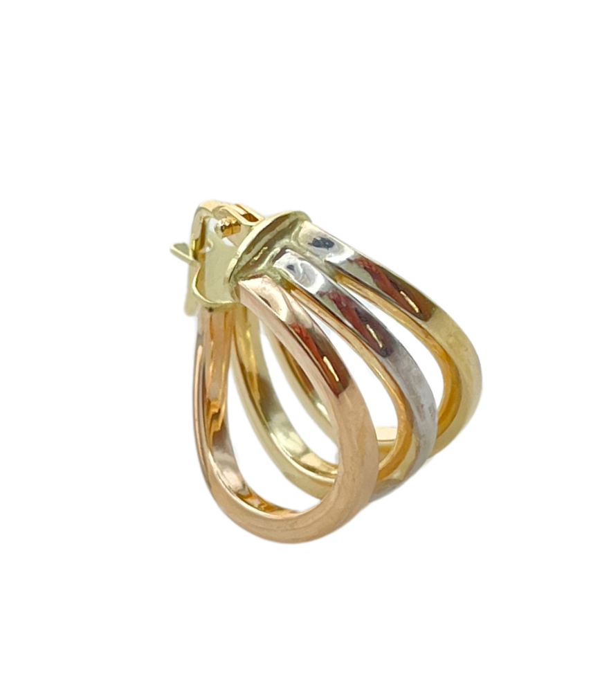 Closeup of Zina Hoop Earrings in 18k Gold Jewelry for Pierced Ears Yellow with Hallmark Stamp One Size 1.9gms