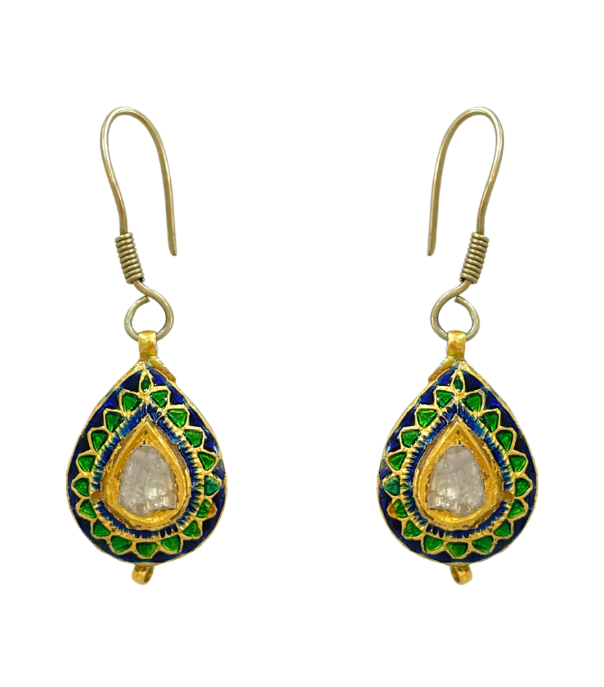 Aaravi Uncut Polki Dangle Earrings in 18k Gold