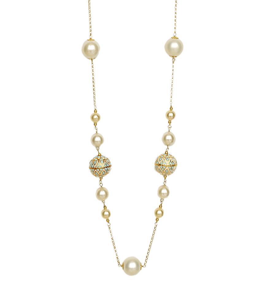 Front View of Wafaa Necklace Fixed Length 18k Yellow Gold with Hallmark Stamp Metal Stone One Size 46.2gms