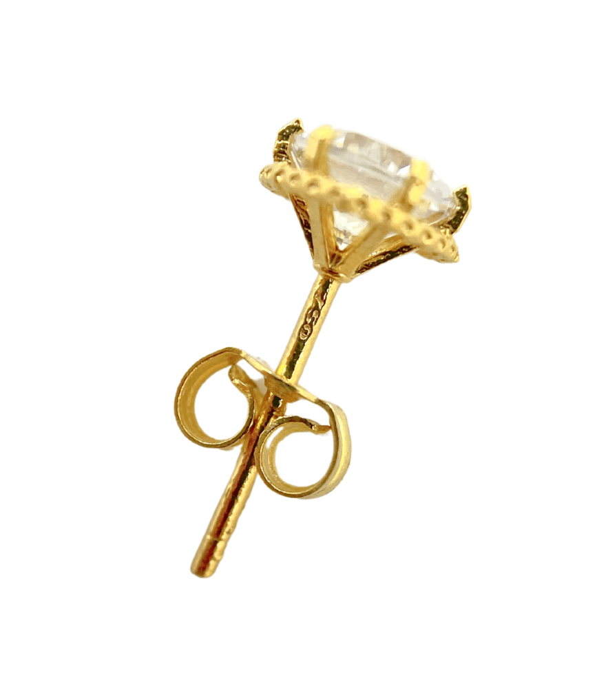Rear View of Hazel Heart Single Stud in 18K Gold Jewelry for Pierced Ears 18k Yellow with Hallmark Stamp Metal One Size 0.5gms