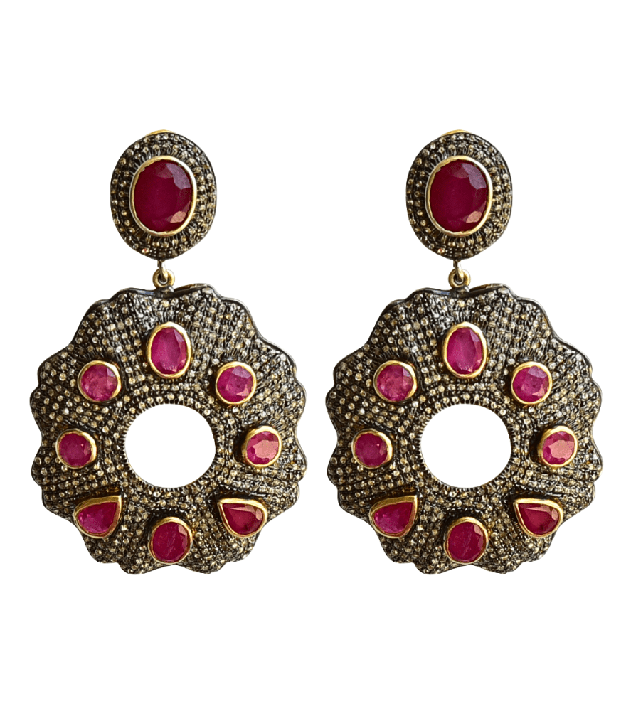 Nitya Earrings in Antique Silver