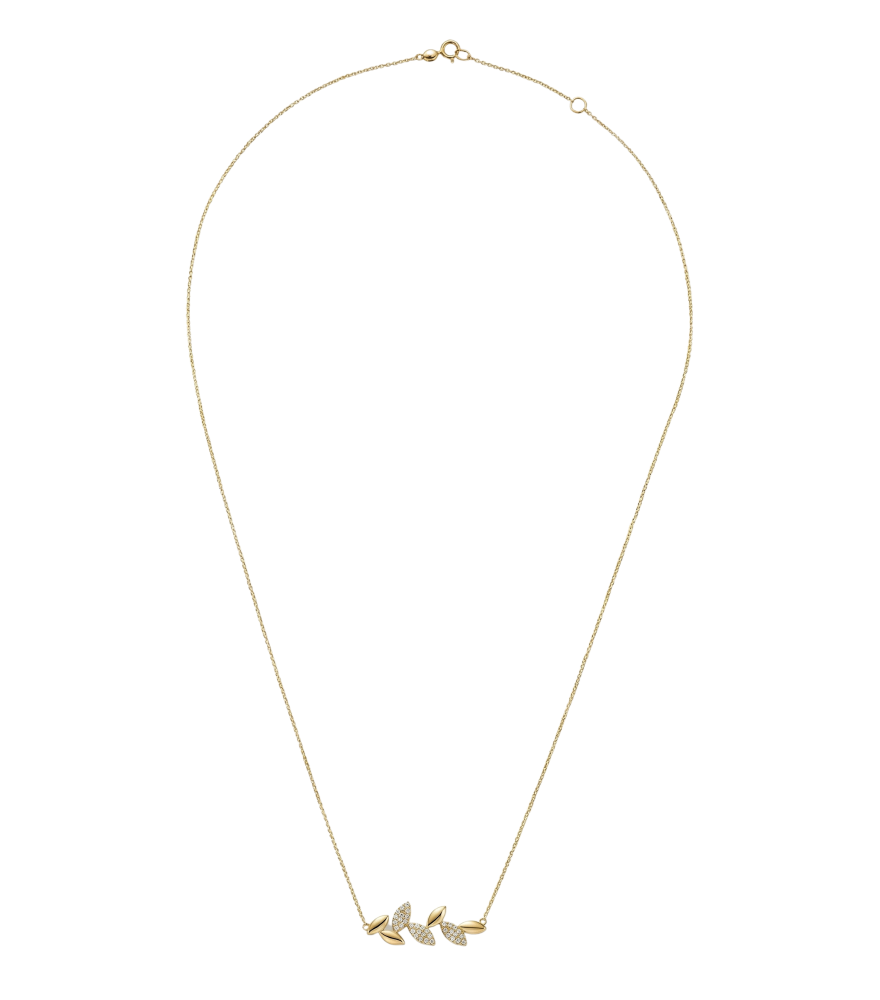 Rear View of Amara Vine Necklace in 18k Gold Comfort Fit Yellow with Hallmark Stamp 16 inches 1.9gms