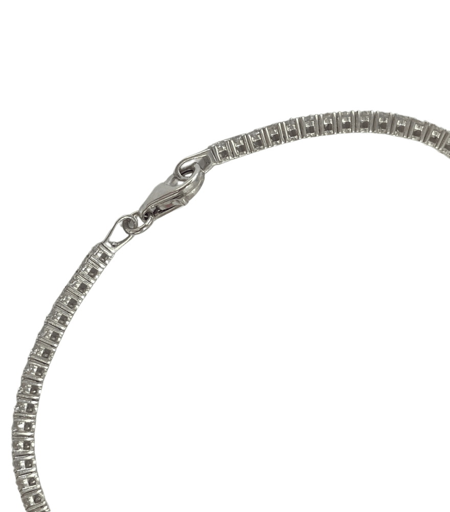Rear View of Zoe Tennis Bracelet in 18K White Gold Fixed Length 18k Metal Stone 18 cm 5.5gms Yellow