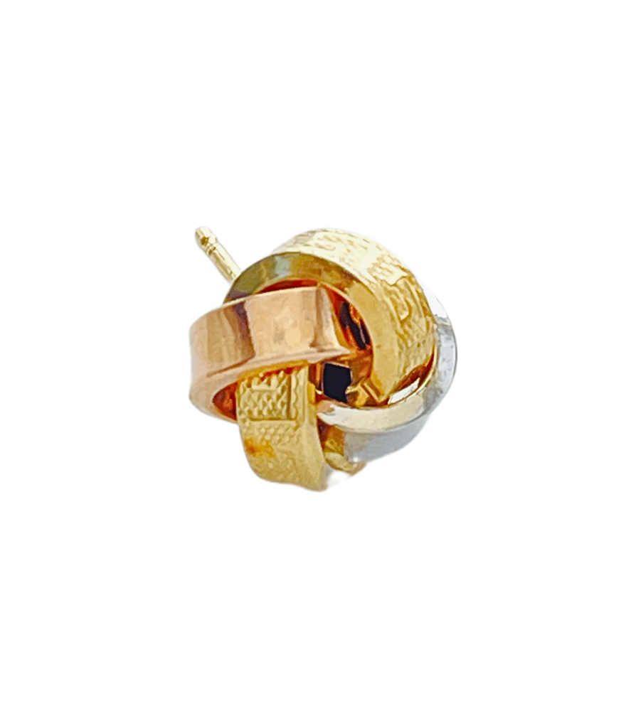 Closeup of Rosana Stud Earrings in 18k Gold Jewelry for Pierced Ears Yellow with Hallmark Stamp Metal One Size 2gms
