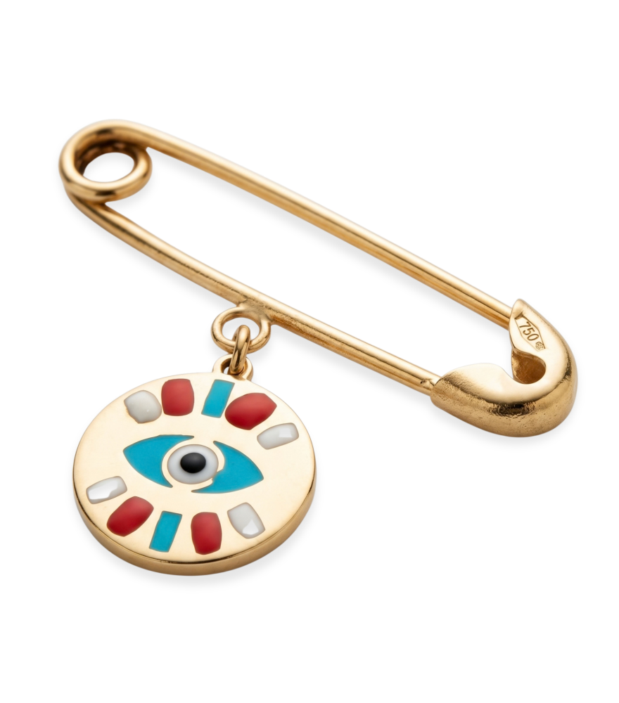 Rear View of Amira Brooch Pin in 18K Gold Regular 18k Yellow with Hallmark Stamp Metal One Size 0.9gms