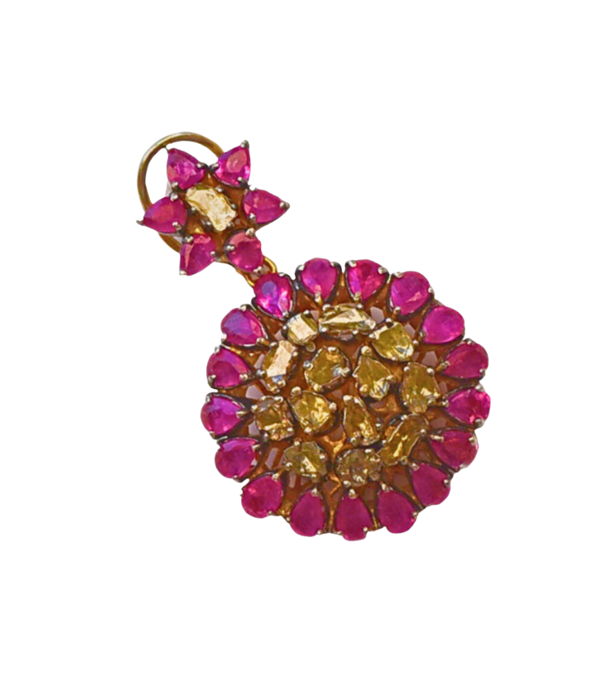Closeup of Marya Ruby Dangle Earrings in Sterling Silver Jewelry for Pierced Ears 925 Metal Stone One Size 14.54gms
