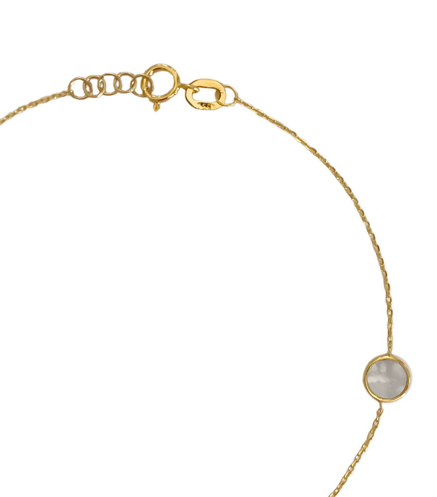 Zira Mother of Pearl Bracelet in 18K Gold Adjustable Length 18k Yellow with Hallmark Stamp One Size 1.1gms