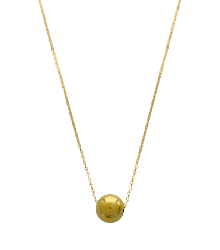 Front View of Fliora Ball Necklace in 18K Gold Fixed Length 18k Yellow with Hallmark Stamp One Size 1gms