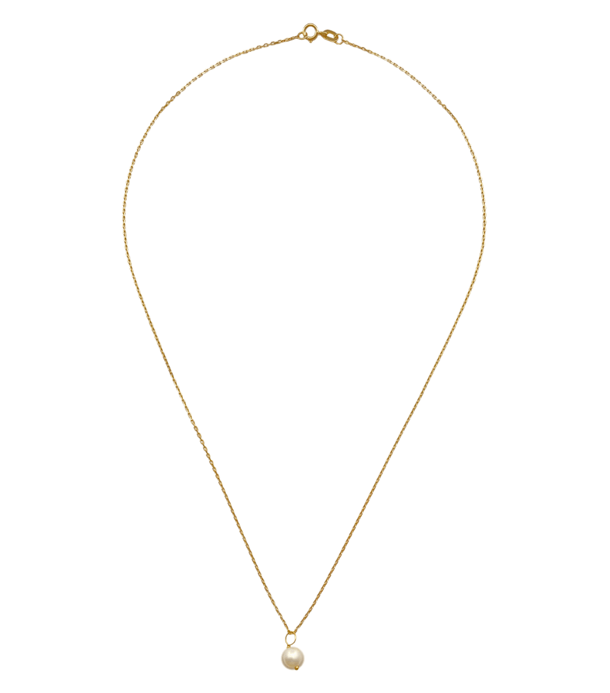 Rear View of Ivory Pearl Pendant Necklace in 18K Gold Fixed Length 18k Yellow with Hallmark Stamp Metal Stone One Size 1.5gms