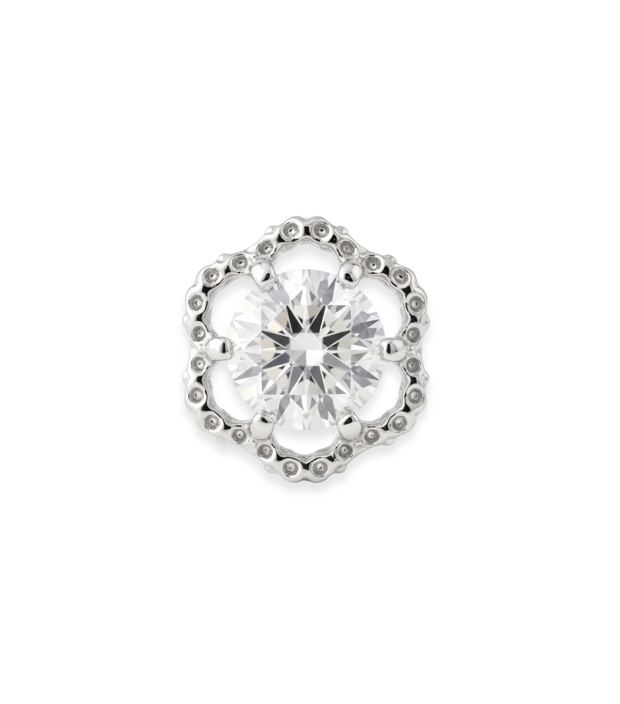Front View of Cosmos Single Stud in 18K Gold Jewelry for Pierced Ears 18k White One Size 0.4gms Yellow