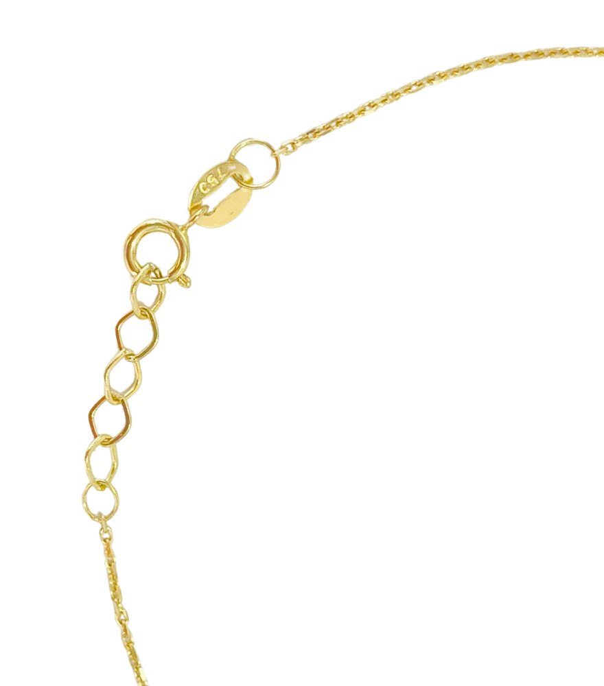 Rear View of Layla Turquoise Bracelet in 18K Gold Adjustable Length 18k Yellow with Hallmark Stamp Metal 7.5 inches 0.7gms