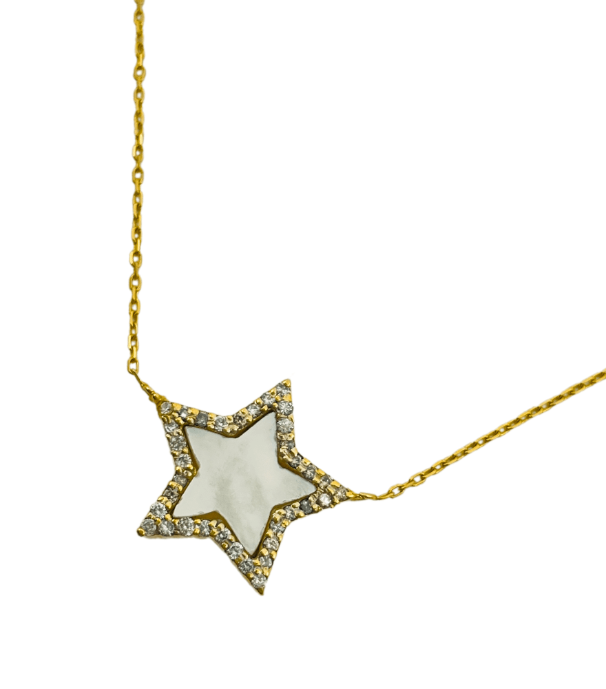 Closeup of Nashira Diamond Necklace in 18k Gold Comfort Fit Yellow with Hallmark Stamp 6gms