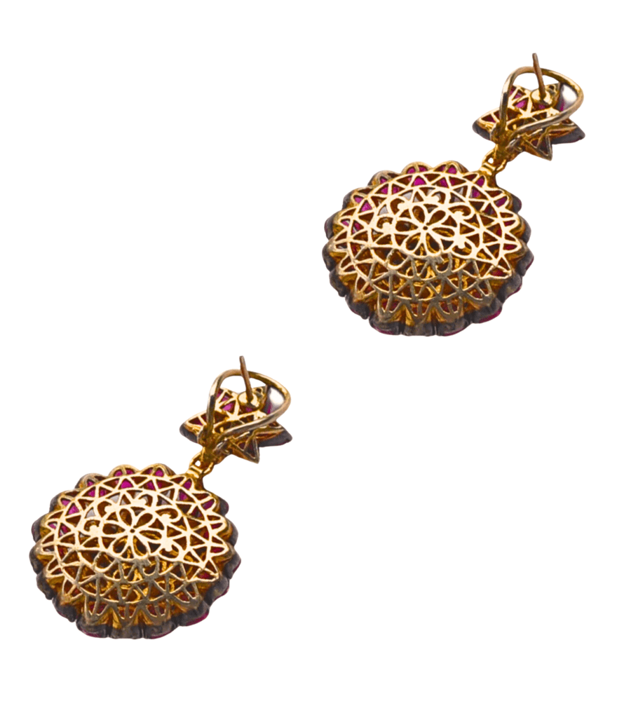 Rear View of Marya Ruby Dangle Earrings in Sterling Silver Jewelry for Pierced Ears 925 Metal Stone One Size 14.54gms