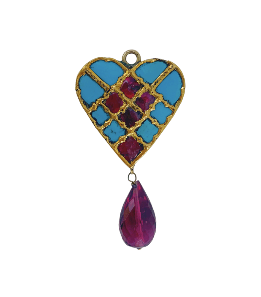 Rear View of Ahana Reversible Pendant in Gold Comfort Fit 18k Metal Stone One Size 9.9gms Yellow