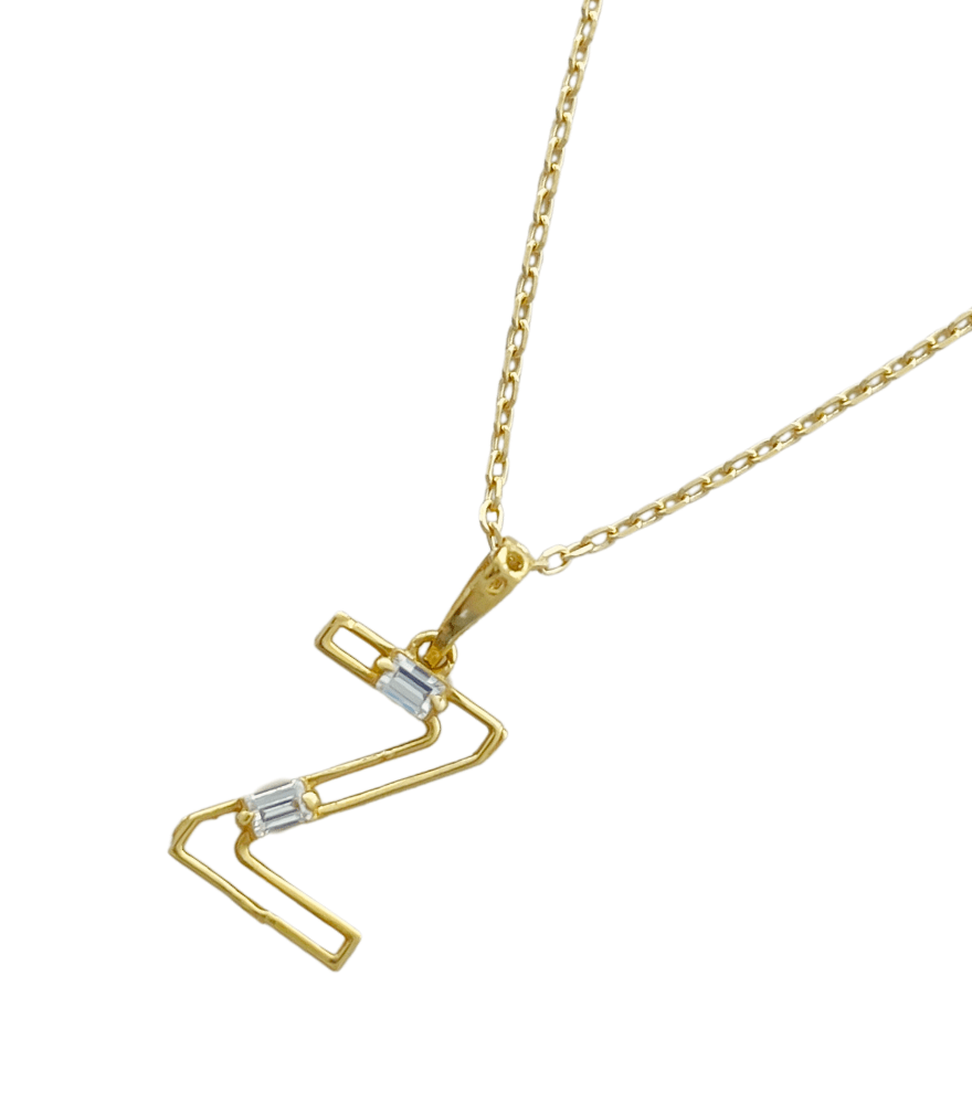 Closeup of Letter 'Z' Initials Pendant Necklace in 18k Gold Fixed Length Yellow with Hallmark Stamp Metal One Size 1.3gms