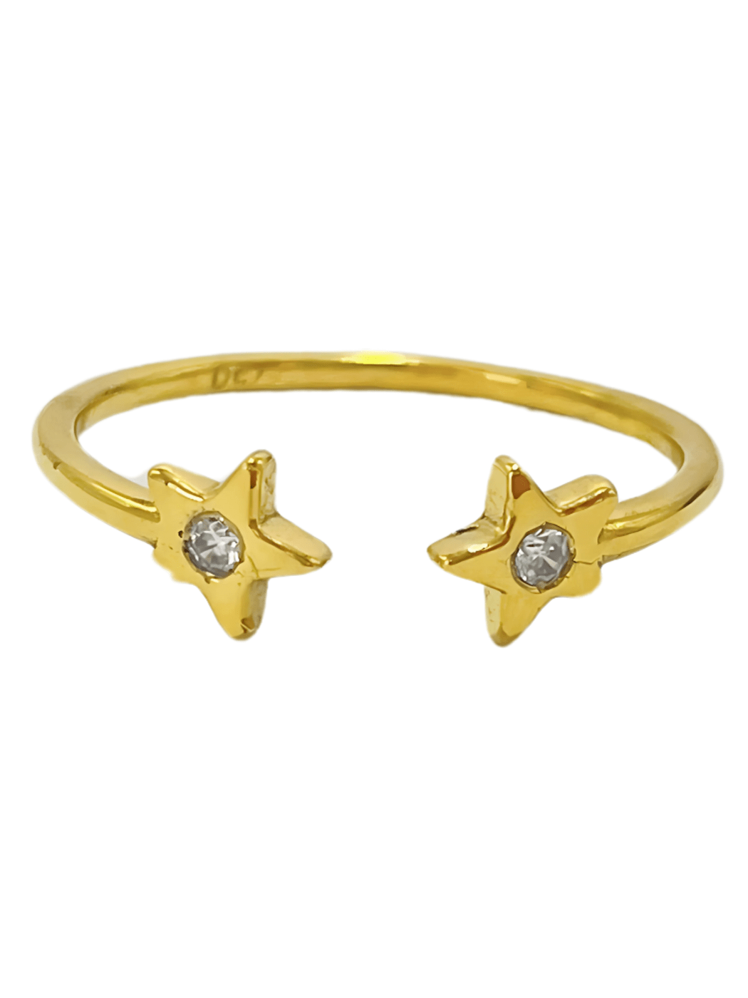 Front View of Stella Star Ring in 18kt Gold Open-Adjustable-Resizable 18k Yellow with Hallmark Stamp Metal One Size 1.4gms