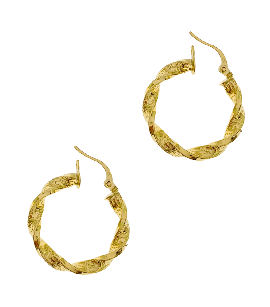 Rear View of Chiara Hoop Earrings in 18k Yellow Gold Comfort Fit with Hallmark Stamp Metal 1.8gms
