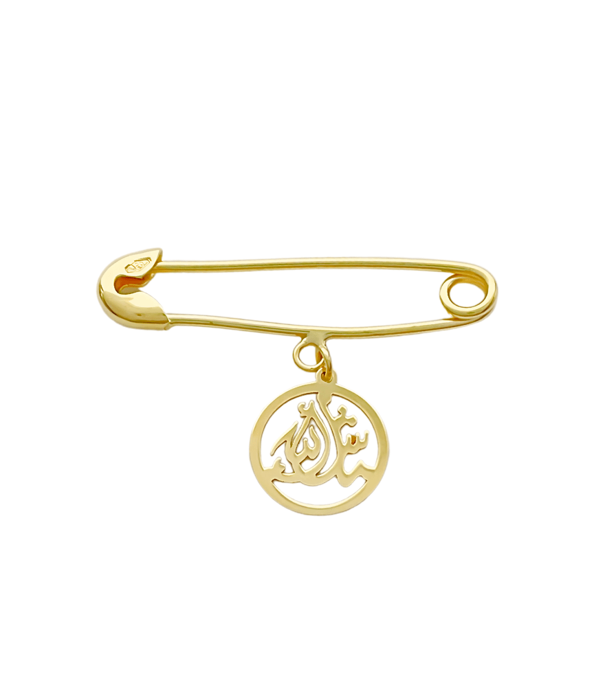 Mashallah Brooch Pin in 18k Gold