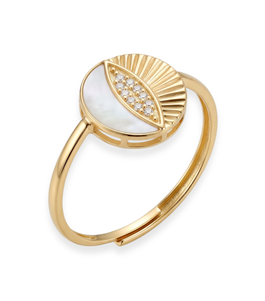 Closeup of Riva Open Ring in 18k Gold Open-Adjustable-Resizable Yellow with Hallmark Stamp 7 mm 1.3gms