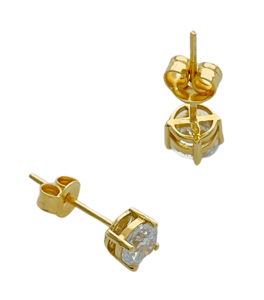 Rear View of Maria Solitaire Stud Earrings in 18kt Gold Jewelry for Pierced Ears 18k Yellow with Hallmark Stamp Metal One Size 1.5gms