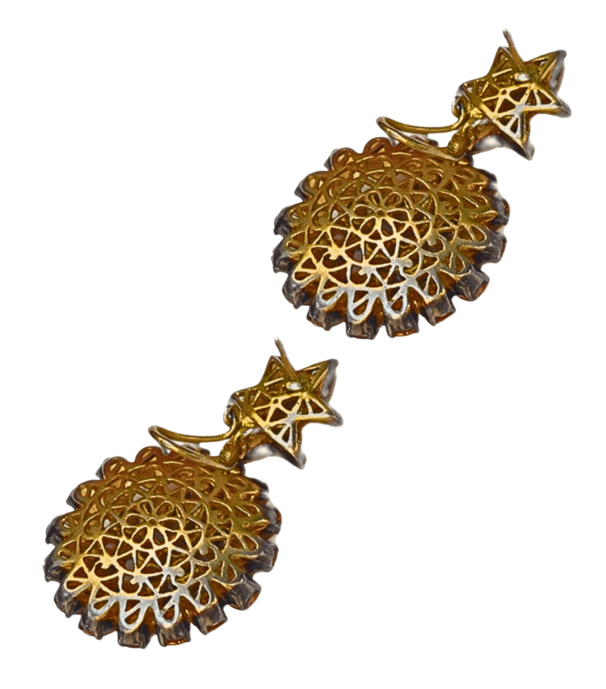 Rear View of Kavya - Silver Earrings with Uncut Diamonds and Citrine Jewelry for Pierced Ears 925 Sterling Metal One Size 31.63gms