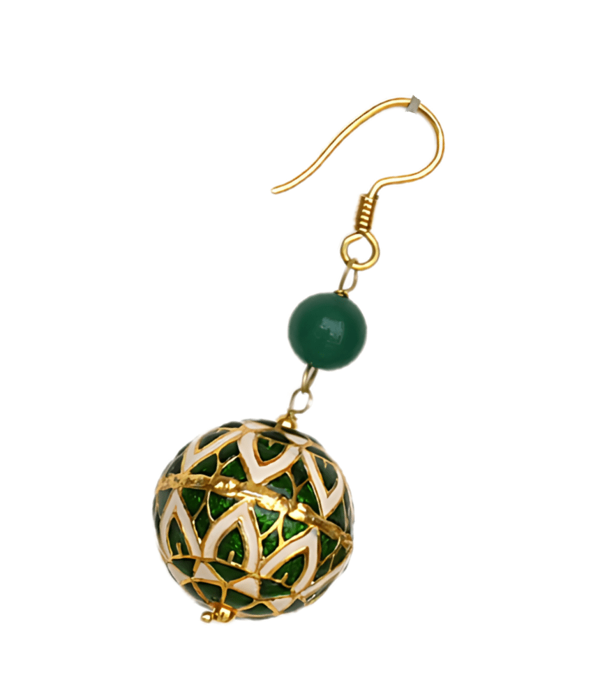 Rear View of Amira Enamel Earrings in 18k Gold Jewelry for Pierced Ears Yellow with Hallmark Stamp Metal One Size 6.3gms