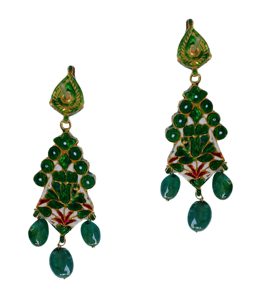 Rear View of Aditi Polki Earrings in Gold Jewelry for Pierced Ears 18k Yellow with Hallmark Stamp Metal One Size 11.5gms