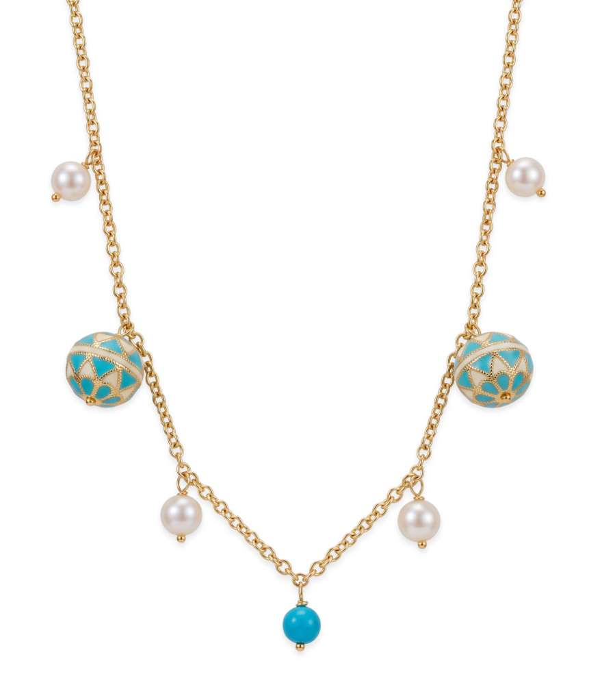 Front View of Feroza Charm Necklace Comfort Fit 18k Yellow Gold with Hallmark Stamp One Size 6.1gms