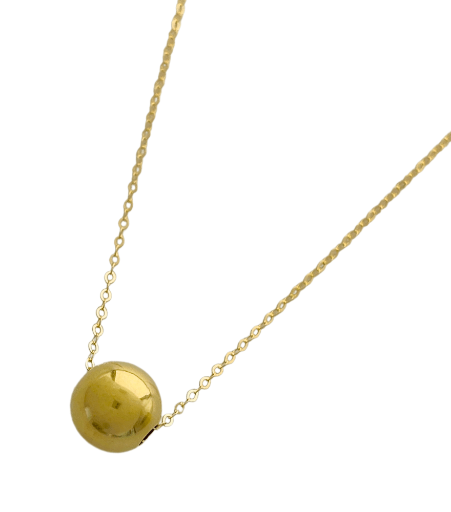 Closeup of Fliora Ball Necklace in 18K Gold Fixed Length 18k Yellow with Hallmark Stamp One Size 1gms