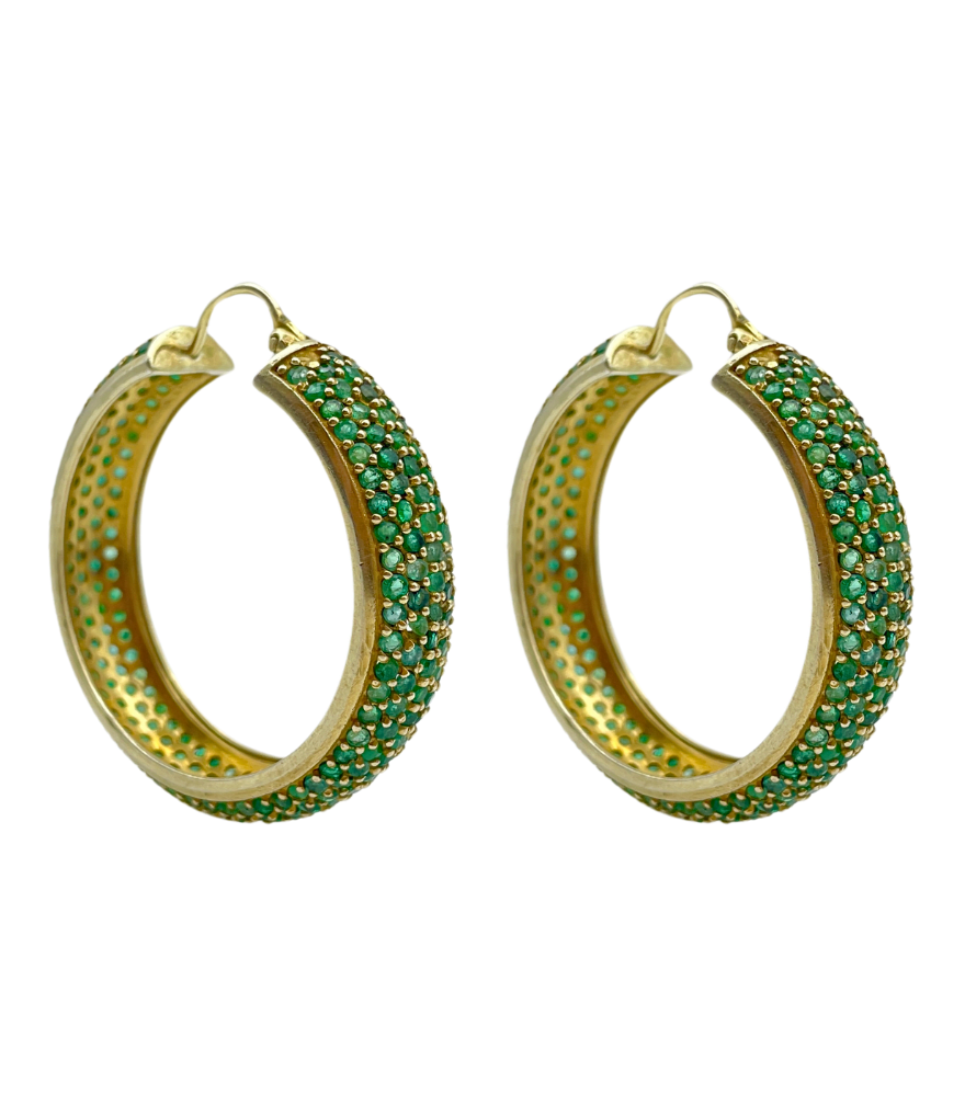 Pari Hoop Earrings - Emeralds