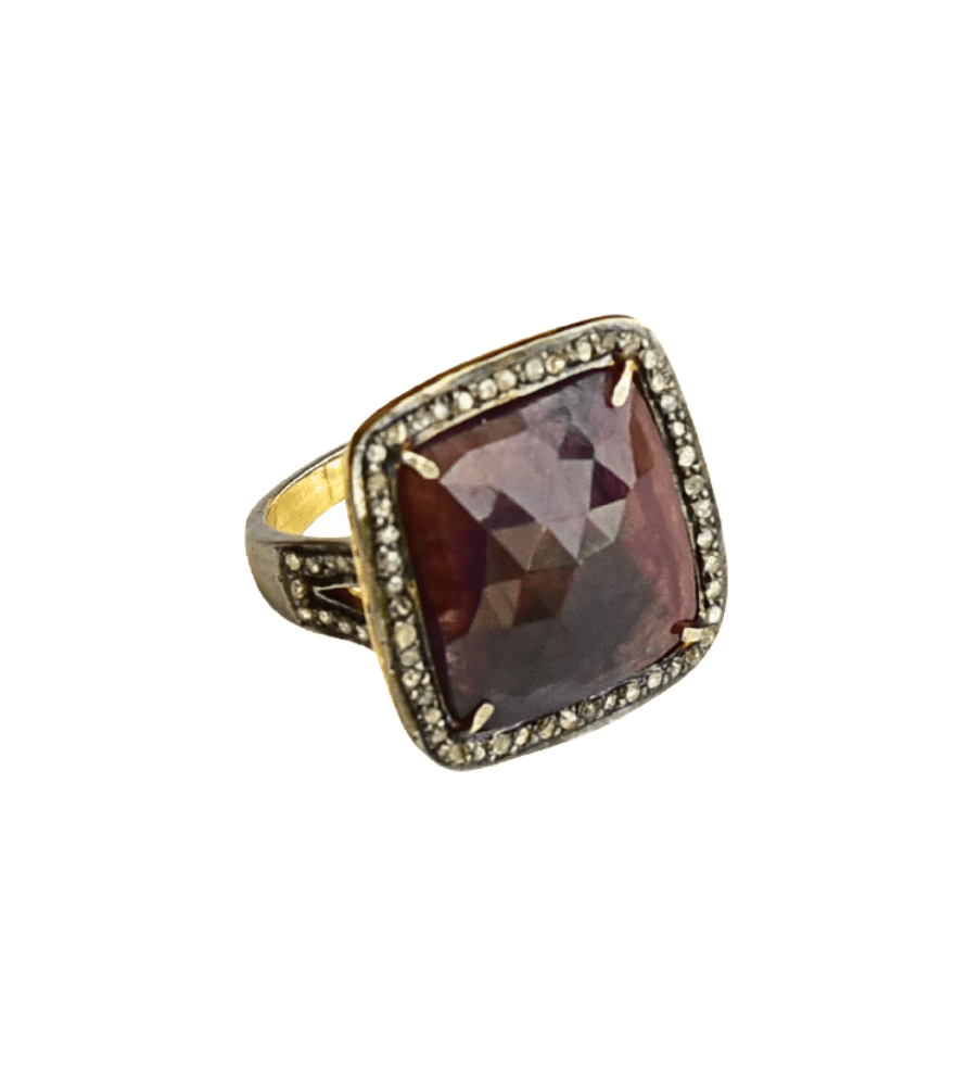 Closeup of Nargis Ring in Sterling Silver Comfort Fit 925 Metal One Size 8gms