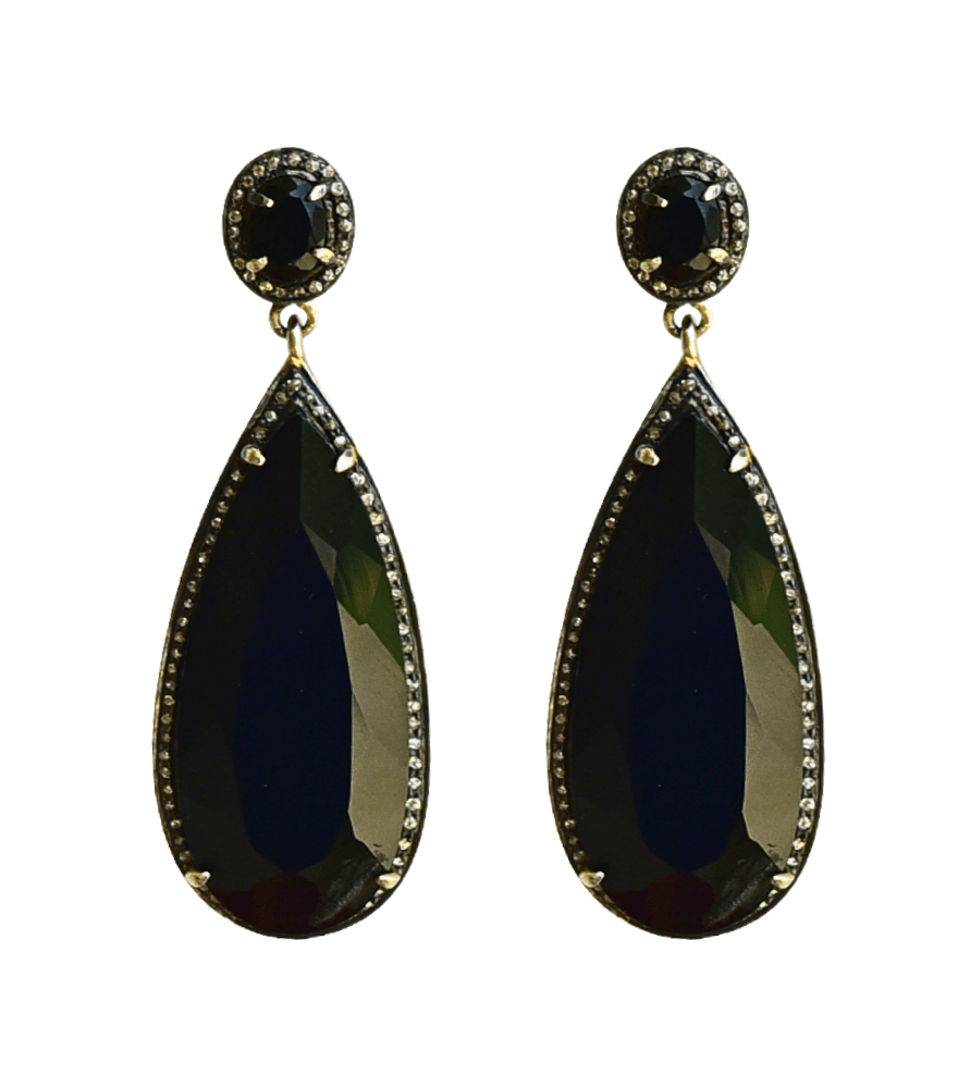 Front View of Kalki Earrings Jewelry for Pierced Ears 925 Sterling Silver Metal Stone One Size 17.1gms