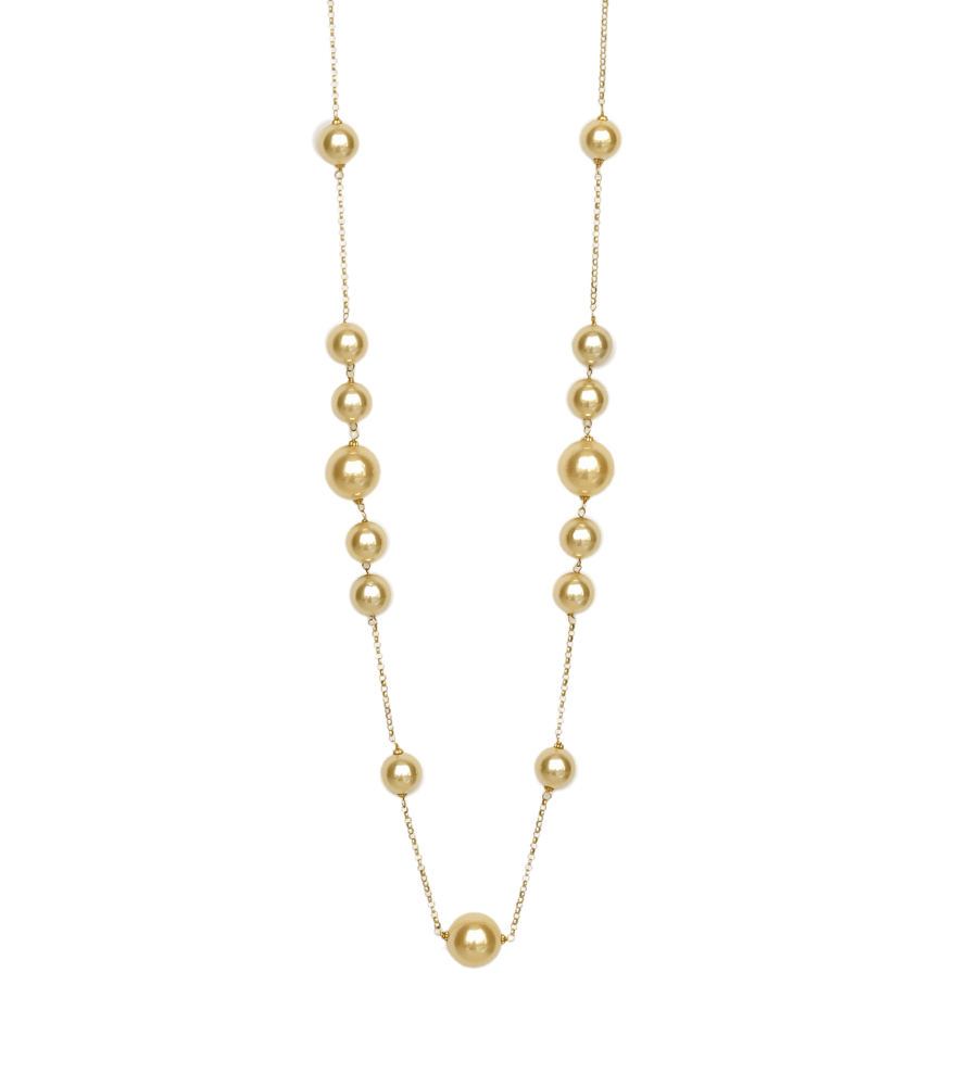 Front View of Alisha Pearl Necklace in 18k Gold Fixed Length Yellow with Hallmark Stamp Metal Stone One Size 55.2gms