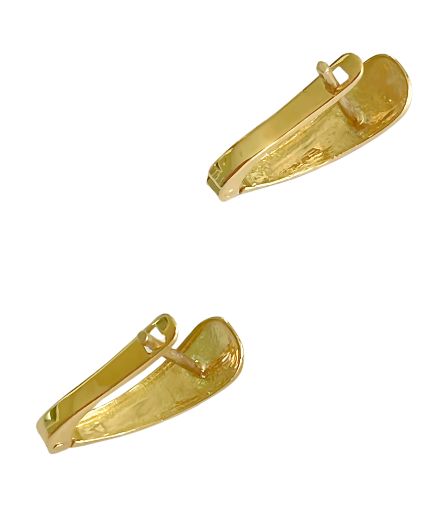 Rear View of Luisa Hoop Earrings in 18k Gold Jewelry for Pierced Ears Yellow with Hallmark Stamp Metal One Size 1.2gms