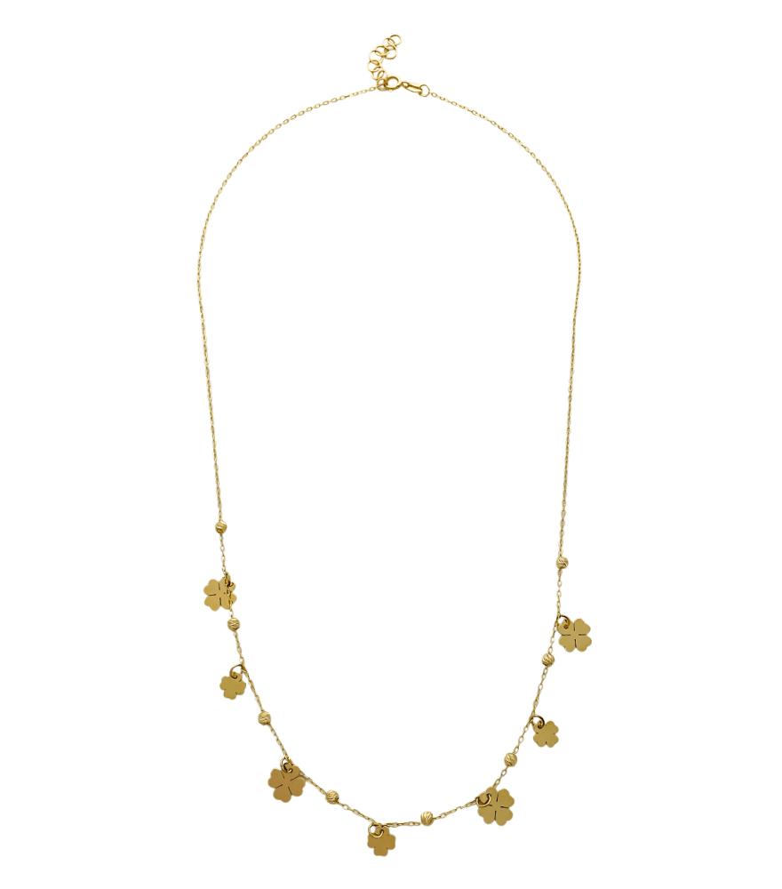 Allessia Clover Charm Necklace in 18kt Gold