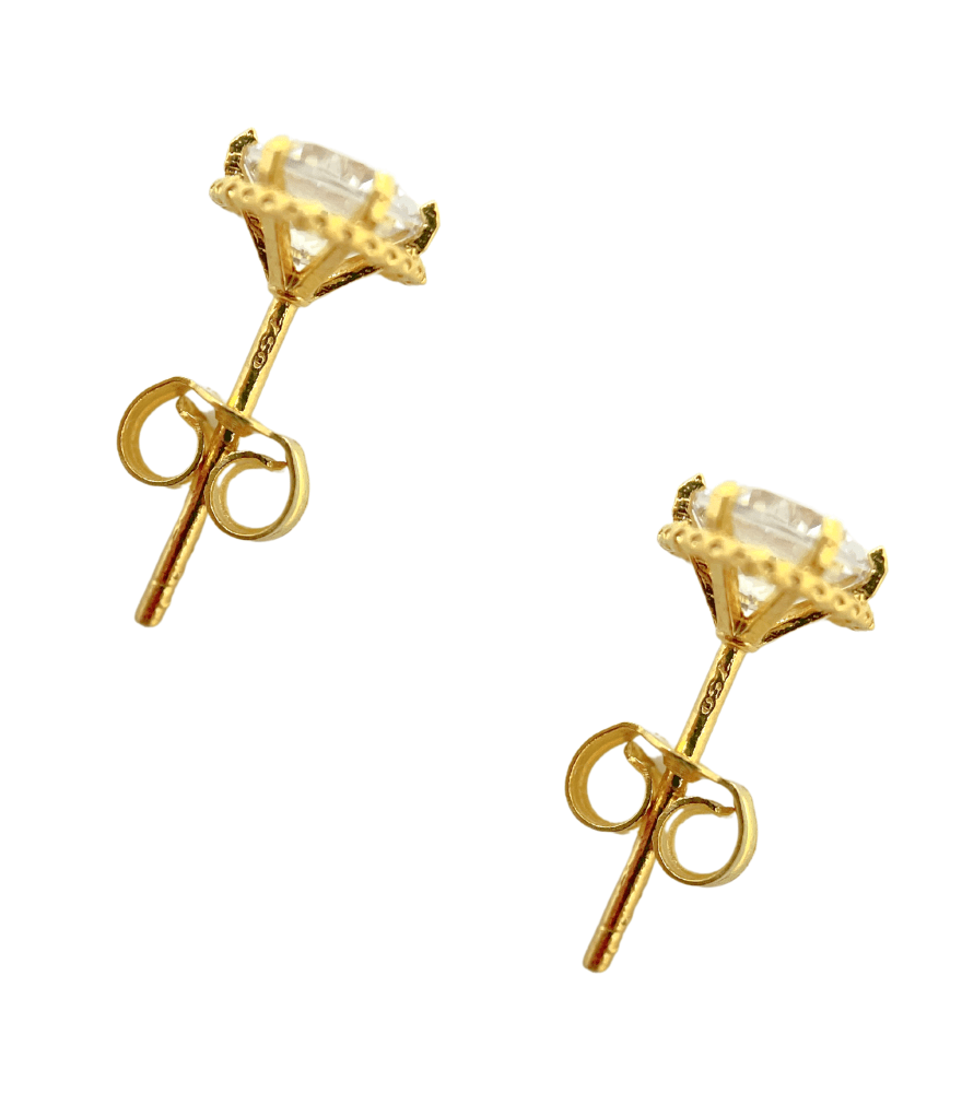 Rear View of Hazel Heart Stud in 18K Gold Jewelry for Pierced Ears 18k Yellow with Hallmark Stamp Metal One Size 0.9gms