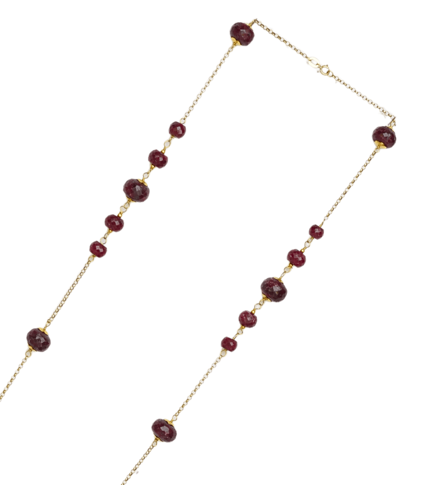 Rear View of Tara Necklace in 18k Gold-Red Fixed Length Yellow Gold with Hallmark Stamp Metal One Size