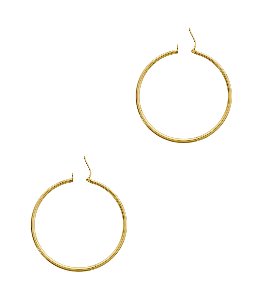 Rear View of Golden Circle Hoop Earrings in 18k Gold Jewelry for Pierced Ears Yellow with Hallmark Stamp Metal One Size 2.3gms