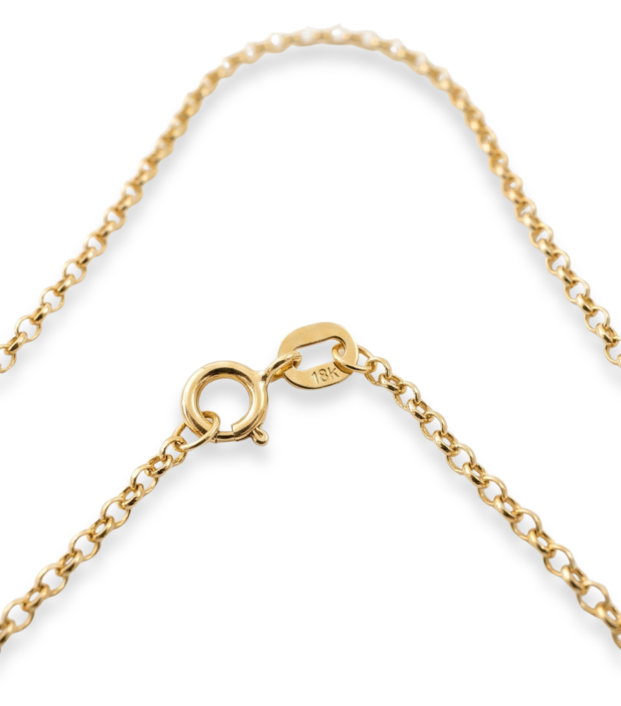 Rear View of Gold & Ruby Necklace Comfort Fit 18k Yellow with Hallmark Stamp One Size 7.2gms