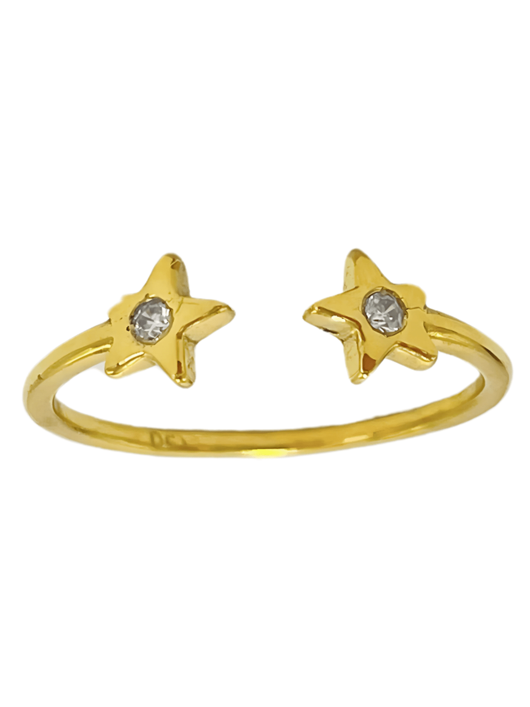 Rear View of Stella Star Ring in 18kt Gold Open-Adjustable-Resizable 18k Yellow with Hallmark Stamp Metal One Size 1.4gms