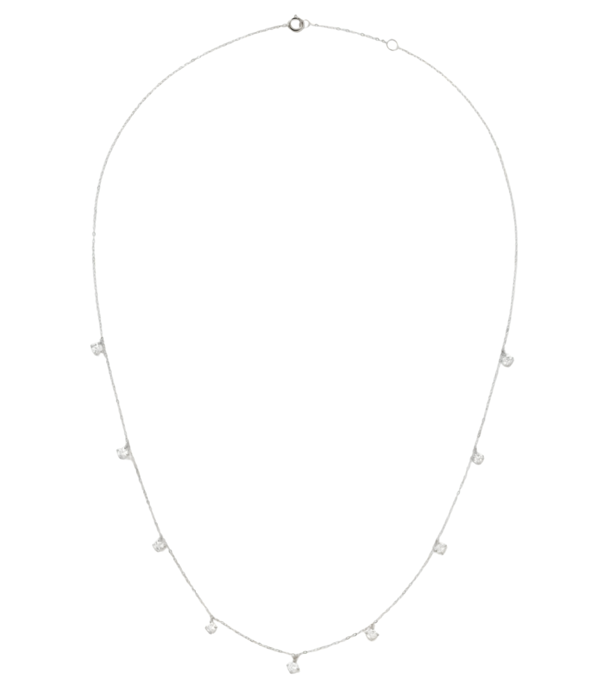 Rear View of Starlight Charm Necklace in 18k White Gold Comfort Fit 16 inches 0.9gms