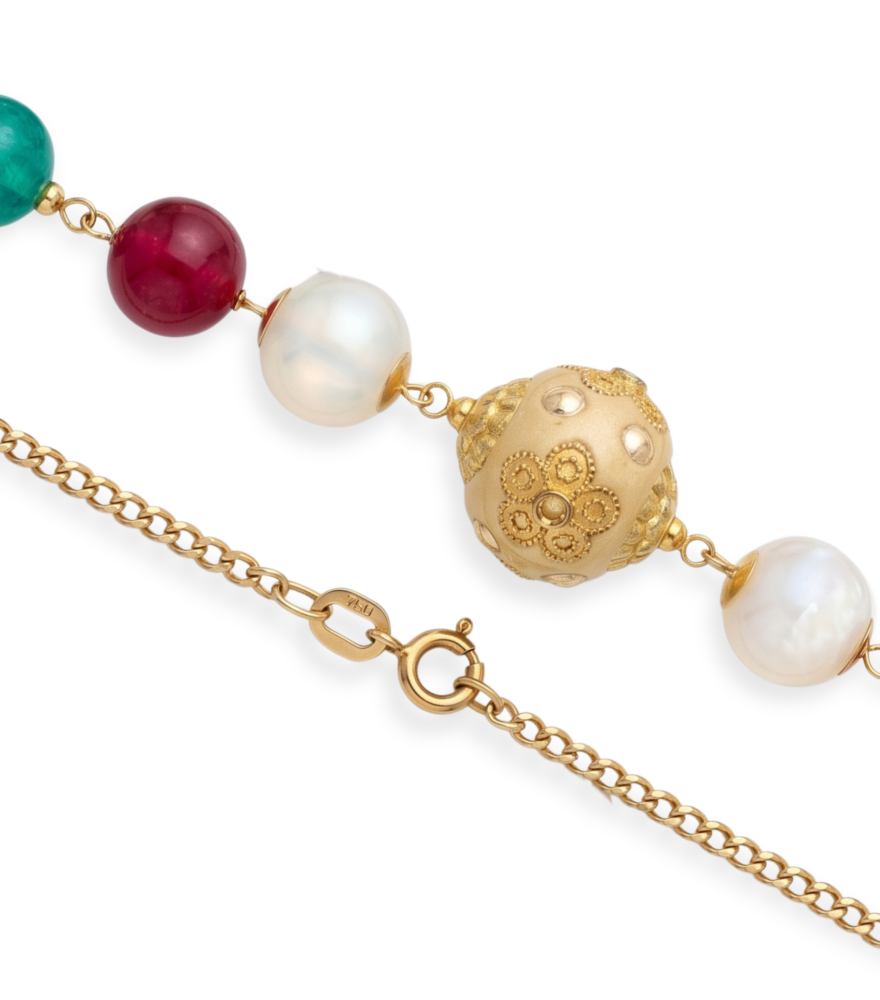 Rear View of Amani Necklace Fixed Length 18k Yellow Gold with Hallmark Stamp One Size 37.2gms