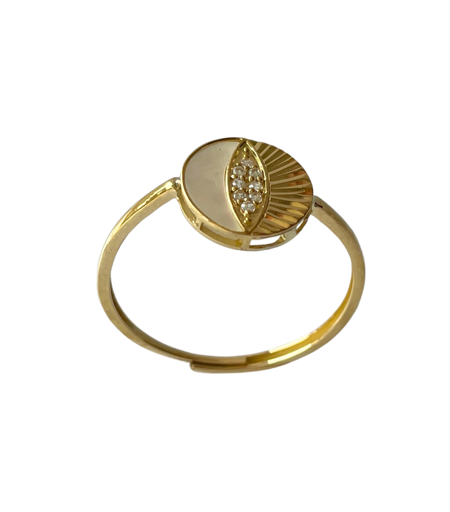 Closeup of Riva Open Ring in Solid 18k Gold- Adjustable Fine Gold For Women Open-Adjustable-Resizable 1.3gms Yellow