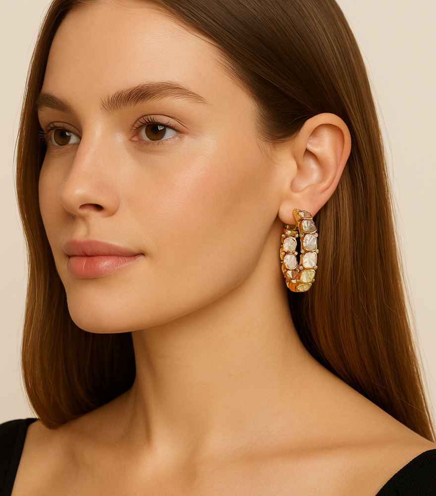 Chandra Polki Hoop Earrings