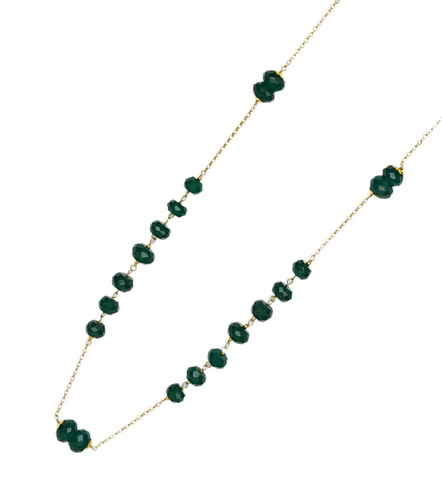 Closeup of Alia Necklace in 18k Gold Fixed Length Yellow with Hallmark Stamp Metal One Size 36gms