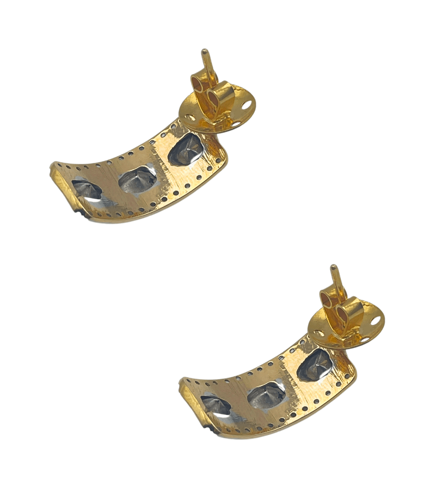 Rear View of Meera Hoop Earrings Jewelry for Pierced Ears 18k Gold Plated 925 Sterling Silver Metal One Size 6.8gms