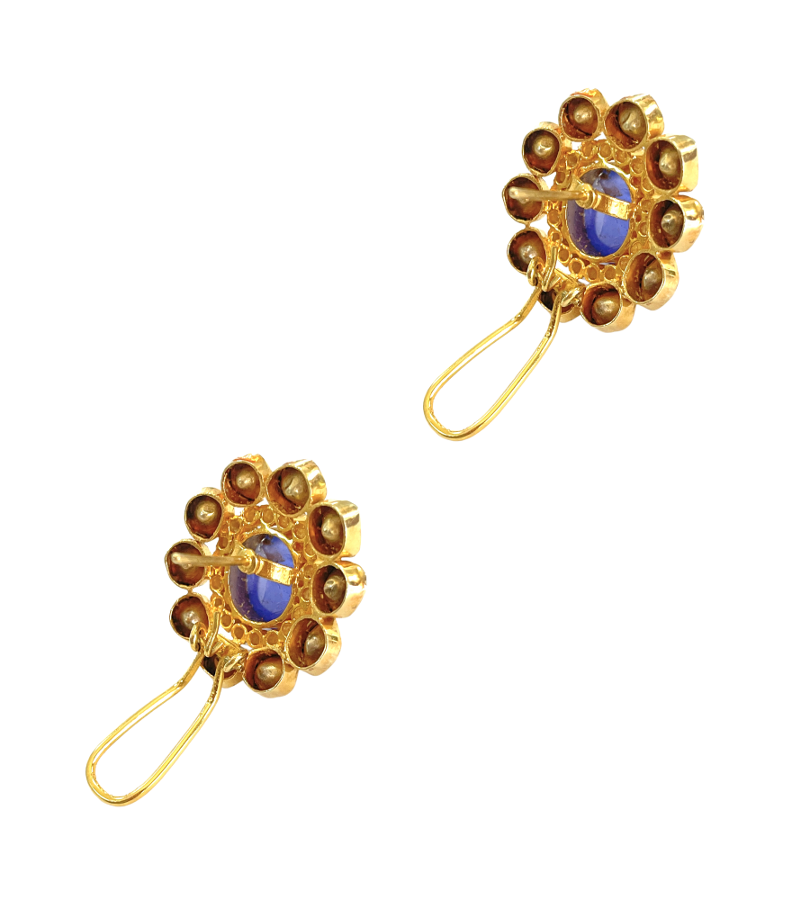Rear View of Gayatri Stud Earrings Jewelry for Pierced Ears 18k Yellow Gold with Hallmark Stamp Metal One Size 19.43gms