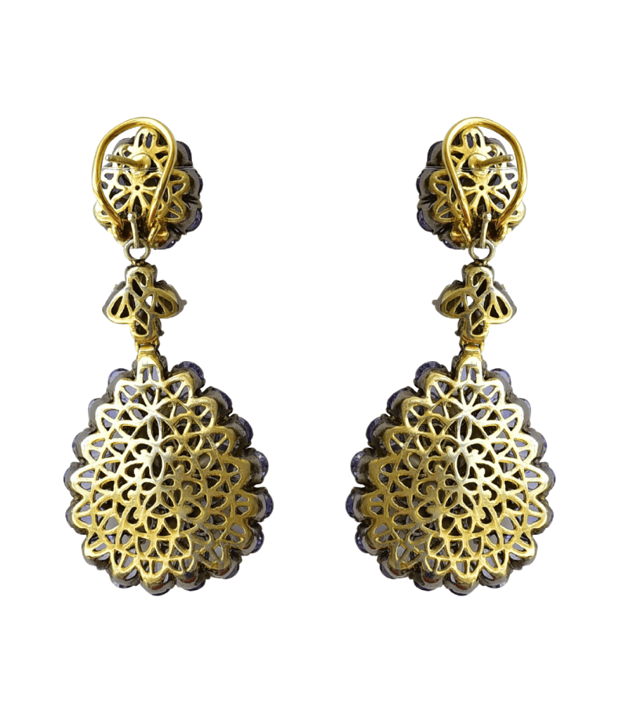 Rear View of Veerali Dangle Earrings Jewelry for Pierced Ears 925 Sterling Silver Metal One Size 30gms