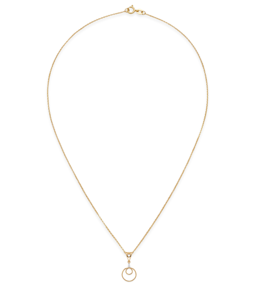 Rear View of René Round Pendant in 18k Gold Fixed Length Yellow with Hallmark Stamp Metal One Size 1.3gms